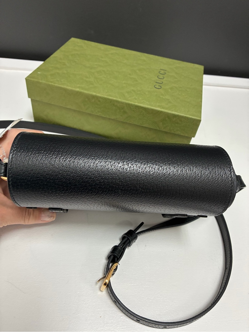 Gucci NWT 1955 Horsebit Black Pebbled Leather Crossbody Bag Authentic - Picture 8 of 12
